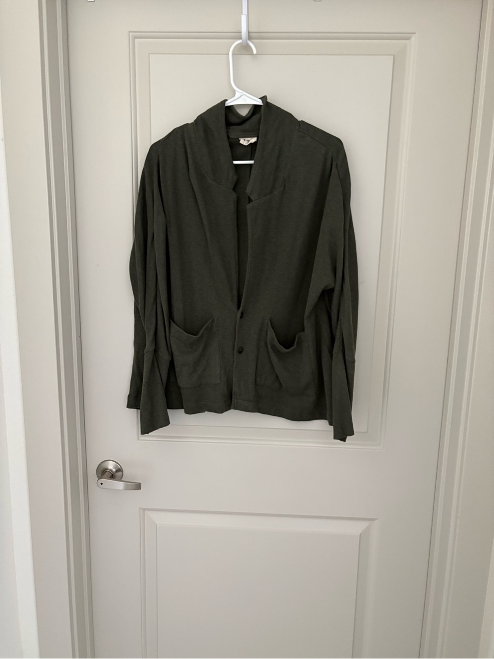 Women's Olive Green Open Cardigan Jacket pact organic Cotton NWOT size M
